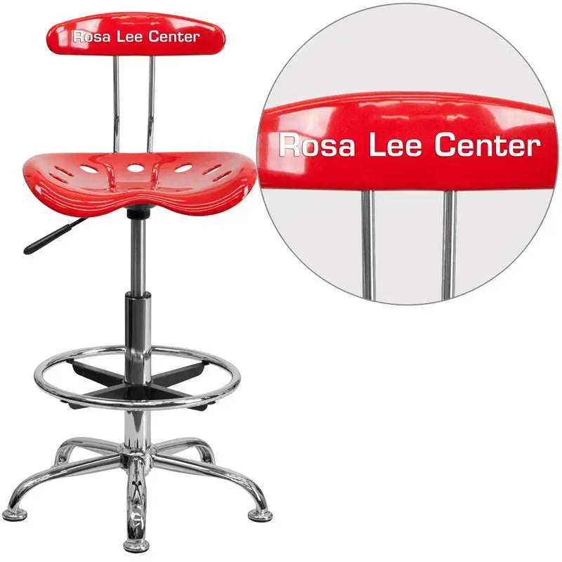 Brittany Personalized Red Professional Drafting Stool w/Tractor Seat iHome Studio