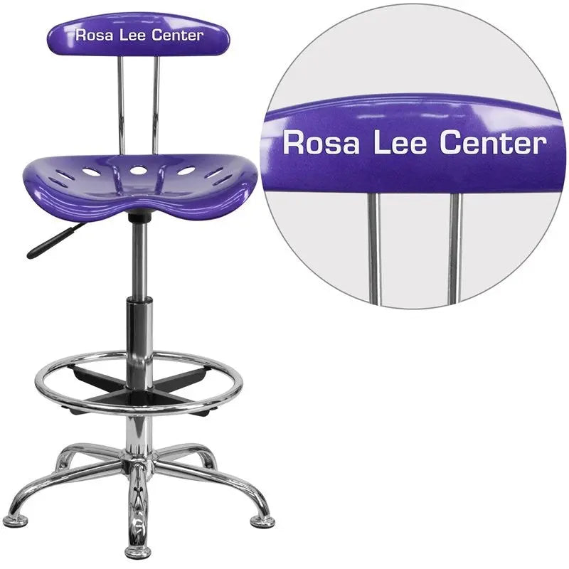 Brittany Personalized Violet Professional Drafting Stool w/Tractor Seat iHome Studio