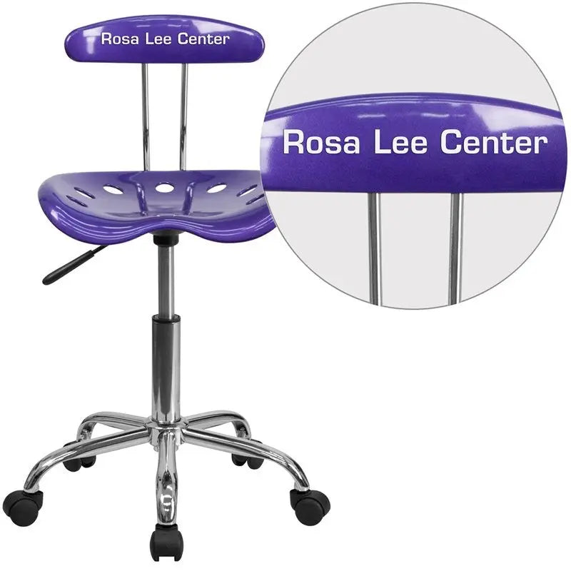 Brittany Personalized Violet Swivel Home/Office Task Chair w/Tractor Seat iHome Studio