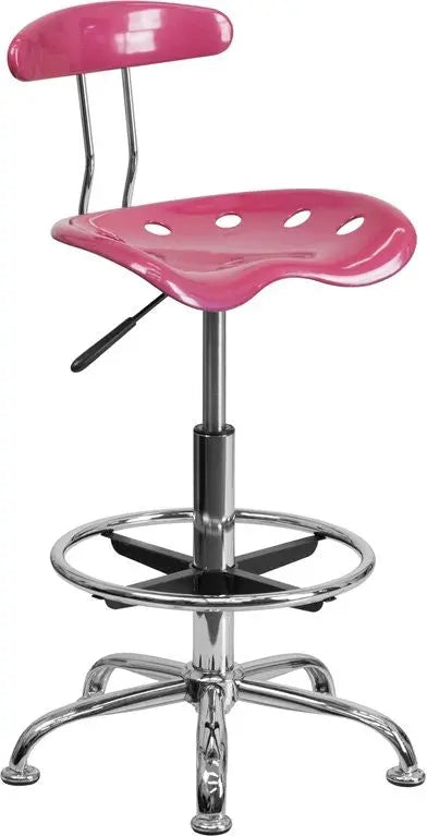 Brittany Pink Professional Drafting Stool w/Tractor Seat iHome Studio