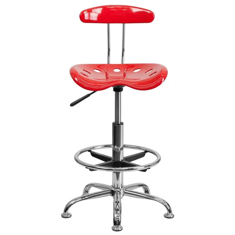 Brittany Red Professional Drafting Stool w/Tractor Seat iHome Studio