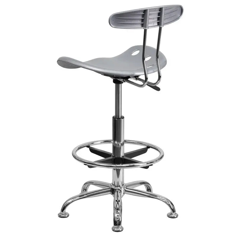 Brittany Silver Professional Drafting Stool w/Tractor Seat iHome Studio