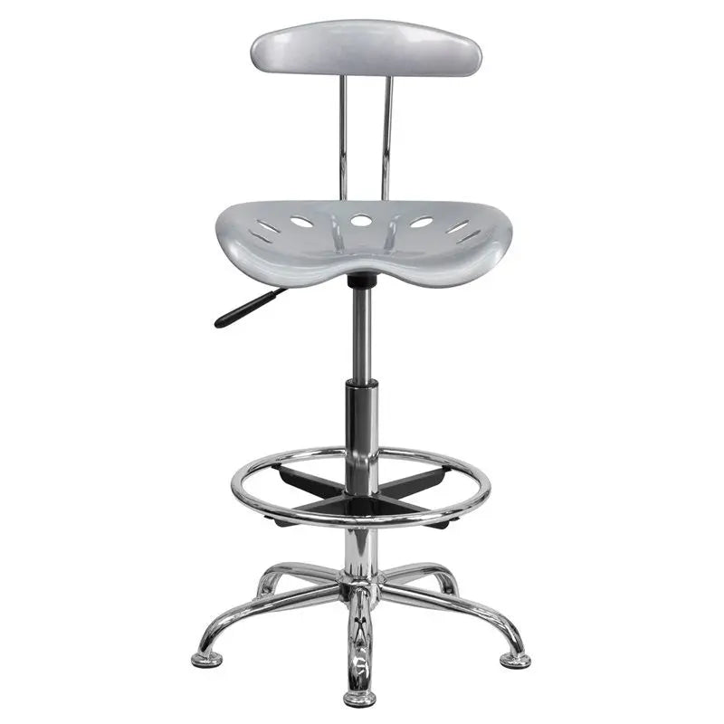 Brittany Silver Professional Drafting Stool w/Tractor Seat iHome Studio