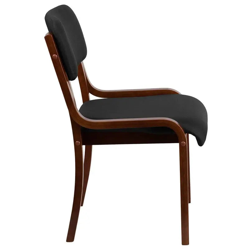Brittany Walnut Wood Side Reception/Guest Chair w/Black Fabric Seat iHome Studio