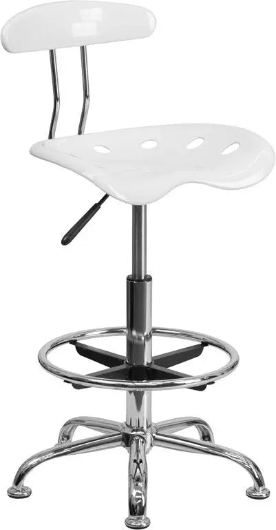 Brittany White Professional Drafting Stool w/Tractor Seat iHome Studio