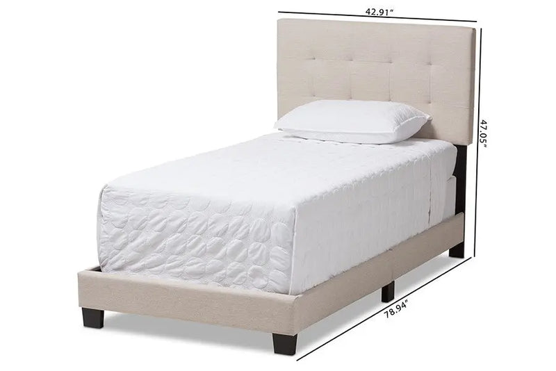 Brookfield Beige Fabric Box Spring Bed (Twin) iHome Studio