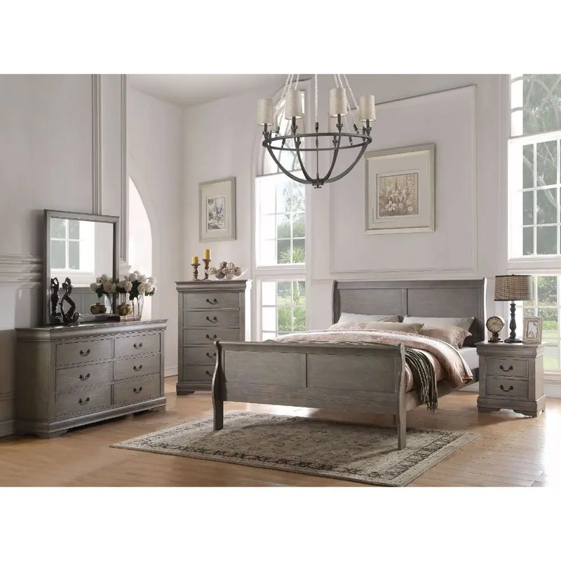 Brylee King Sleigh Bed, Antique Gray iHome Studio