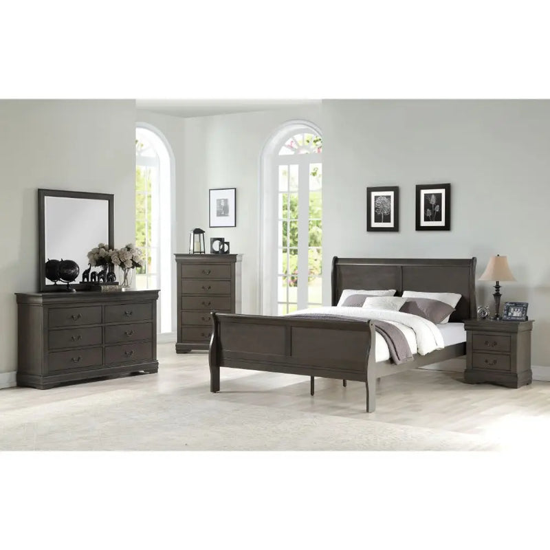 Brylee Queen Sleigh Bed, Dark Gray iHome Studio