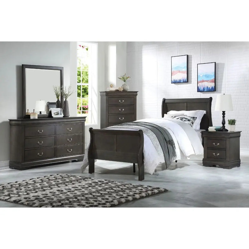 Brylee Twin Sleigh Bed, Dark Gray iHome Studio