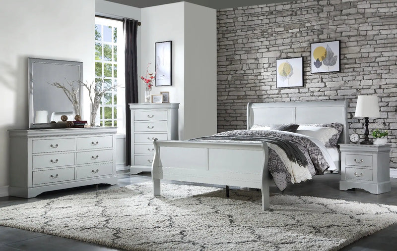 Brylee Twin Sleigh Bed, Platinum iHome Studio