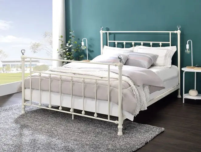 Brynn Queen Metal Bed, White Finish iHome Studio