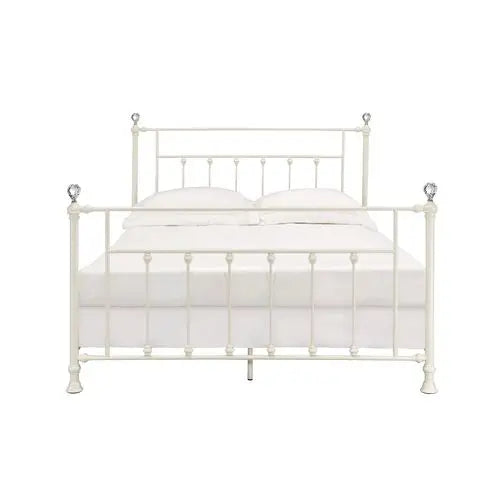 Brynn Queen Metal Bed, White Finish iHome Studio