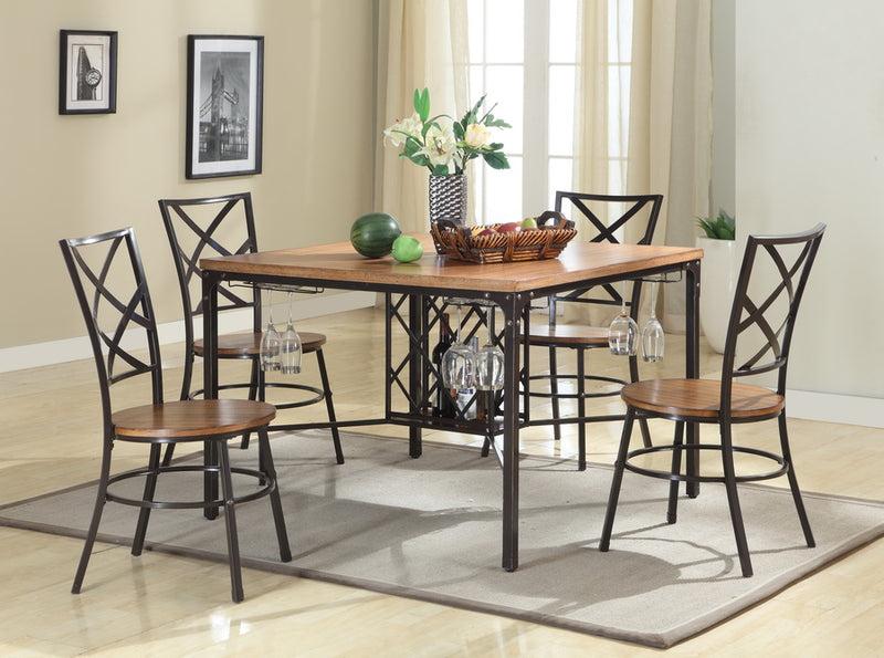 Florence 5pcs Dining Set w/Metal Frame and Wood Seat iHome Studio