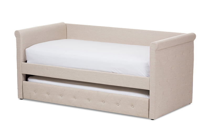 Kendra Light Beige Fabric Daybed w/Trundle iHome Studio