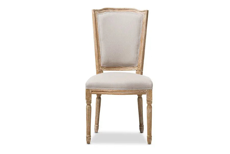 Cadencia Oak Wood & Beige Fabric Upholstered Dining Side Chair - 1pc iHome Studio