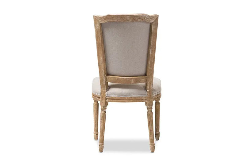 Cadencia Oak Wood & Beige Fabric Upholstered Dining Side Chair - 1pc iHome Studio