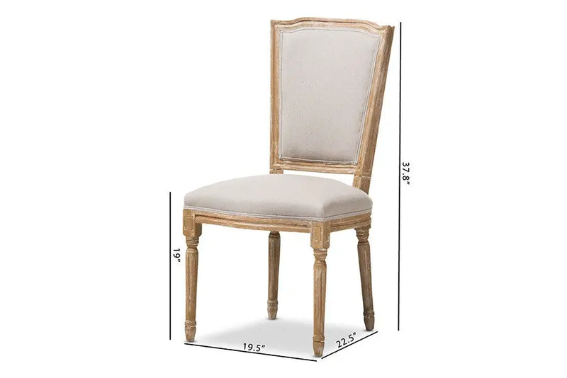 Cadencia Oak Wood & Beige Fabric Upholstered Dining Side Chair - 1pc iHome Studio