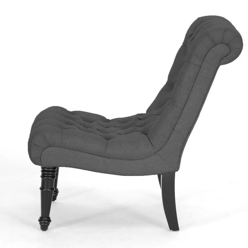 Caelie Gray Linen Modern Lounge Chair iHome Studio