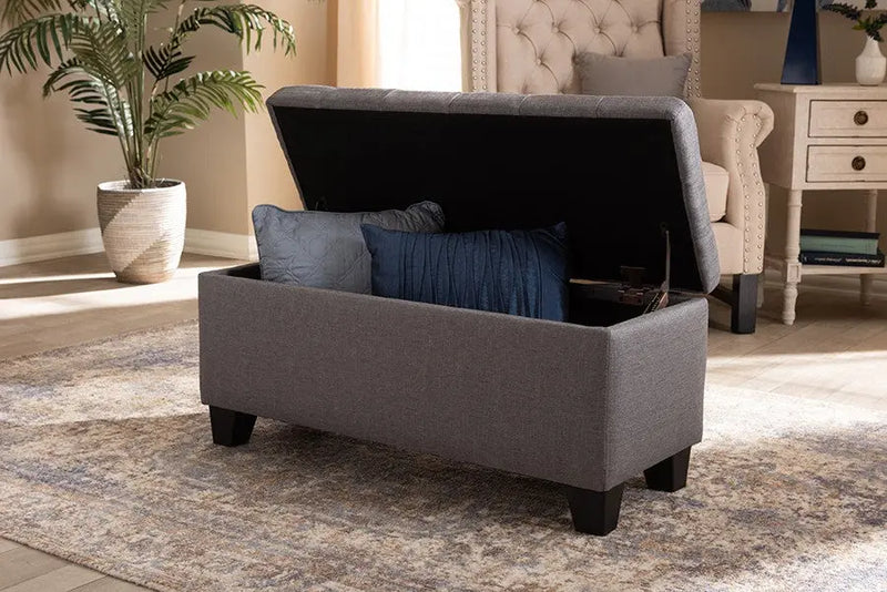 Caleb Gray Fabric Upholstered Storage Ottoman iHome Studio