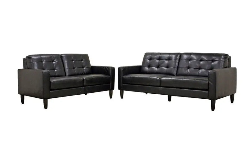 Caledonia Black Leather Sofa w/Dense Cushioning iHome Studio