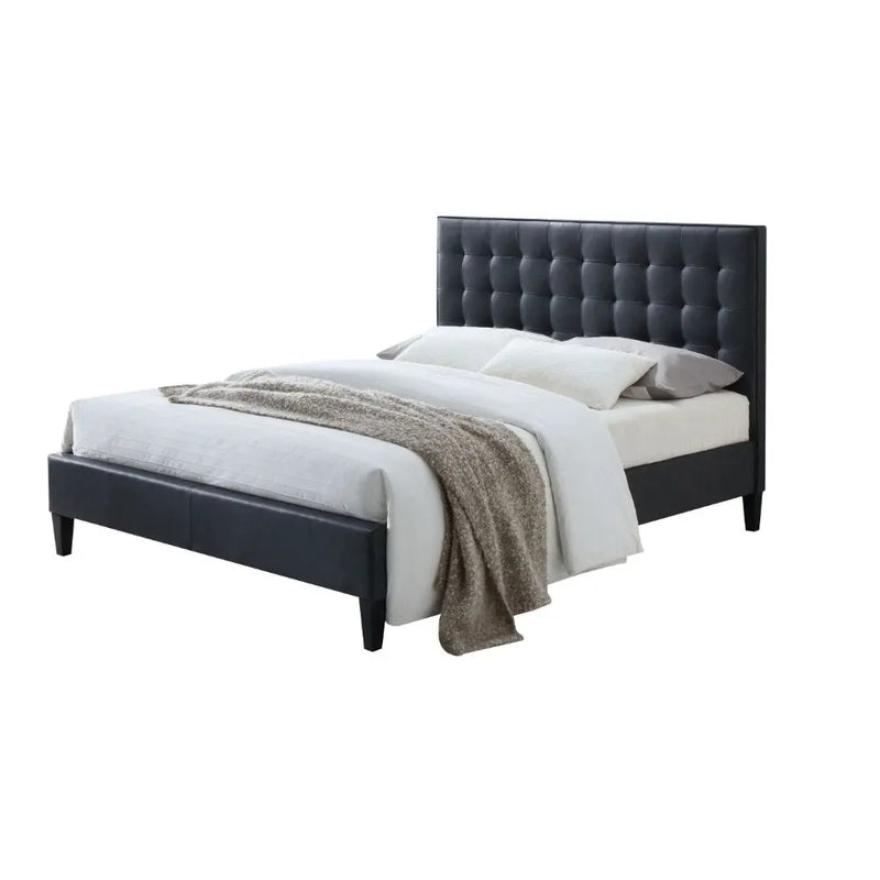 Callan King Bed, 2-Tone Gray Faux Leather iHome Studio