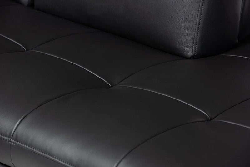 Callidora Black Leather Upholstered Sectional Sofa with Right Facing Chaise iHome Studio