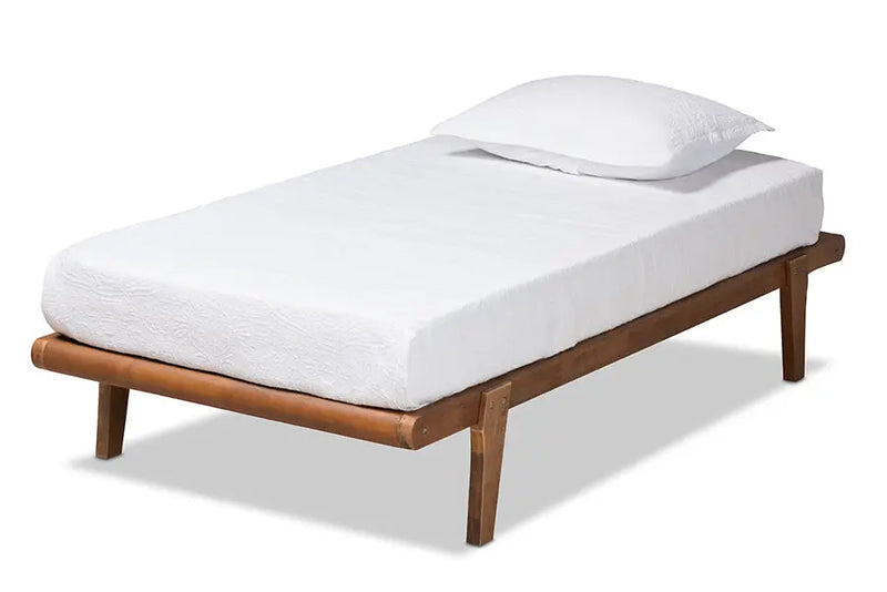 Cambridge Walnut Brown Finished Wood Platform Bed Frame (Twin) iHome Studio