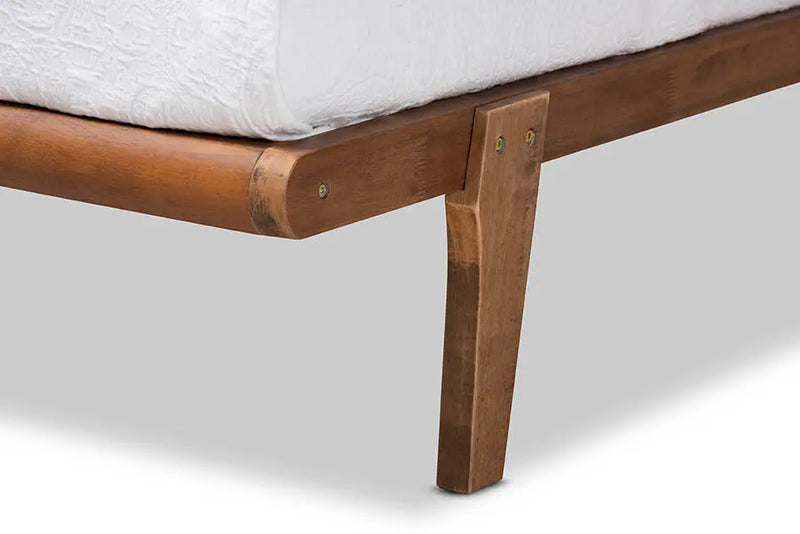 Cambridge Walnut Brown Finished Wood Platform Bed Frame (Twin) iHome Studio