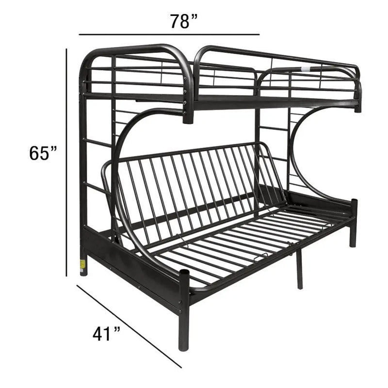 Cameron Twin/Full/Futon Metal Bunk Bed, Black iHome Studio