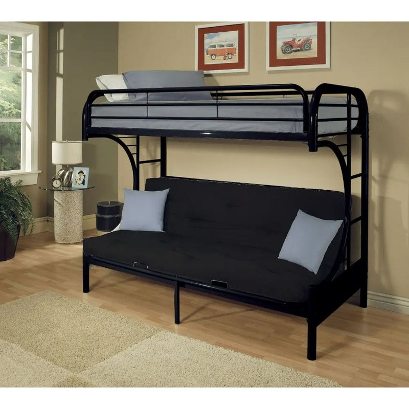 Cameron Twin/Full/Futon Metal Bunk Bed, Black iHome Studio