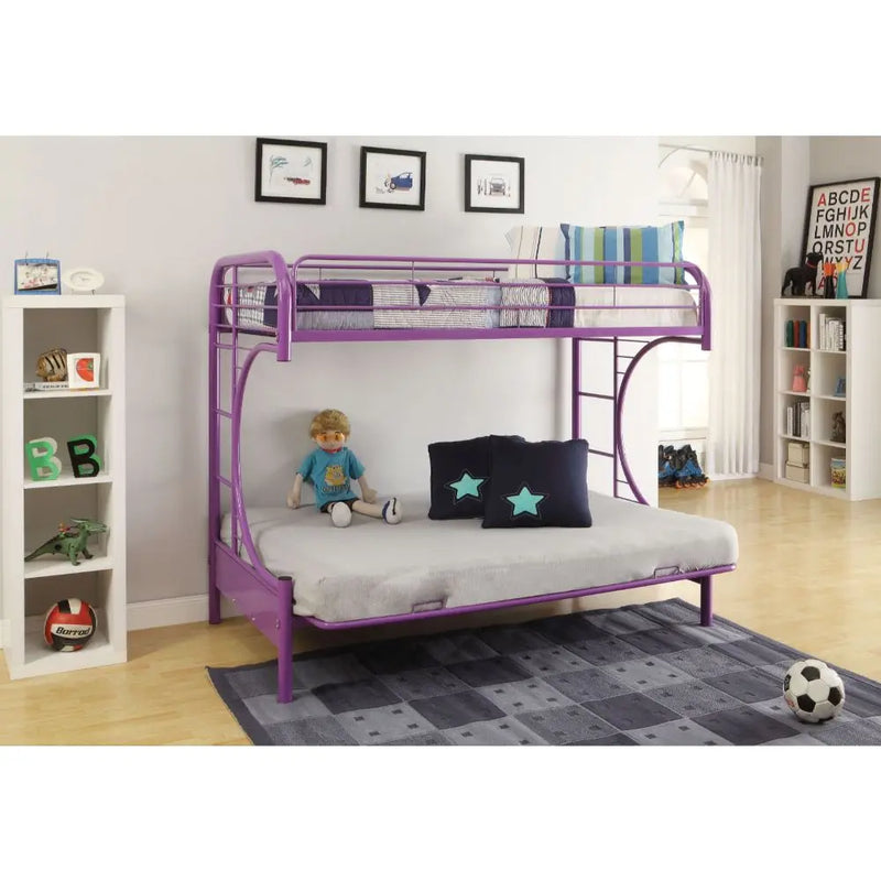 Cameron Twin/Full/Futon Metal Bunk Bed, Purple iHome Studio