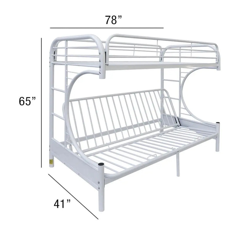 Cameron Twin/Full/Futon Metal Bunk Bed, White iHome Studio