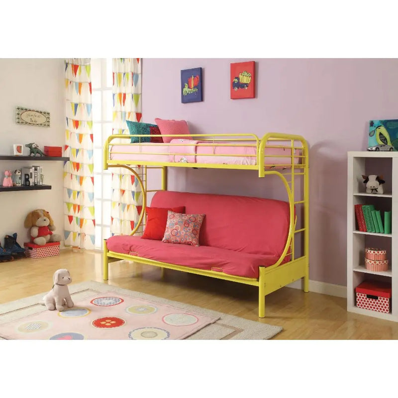 Cameron Twin/Full/Futon Metal Bunk Bed, Yellow iHome Studio