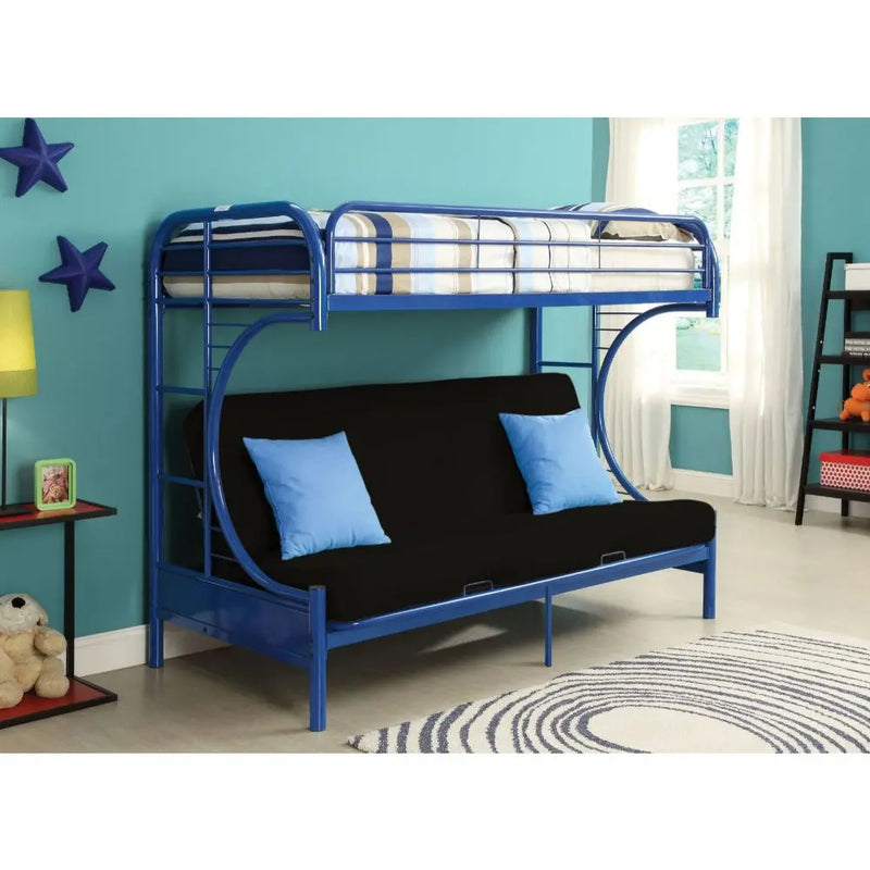Cameron Twin XL/Queen/Futon Metal Bunk Bed, Blue iHome Studio