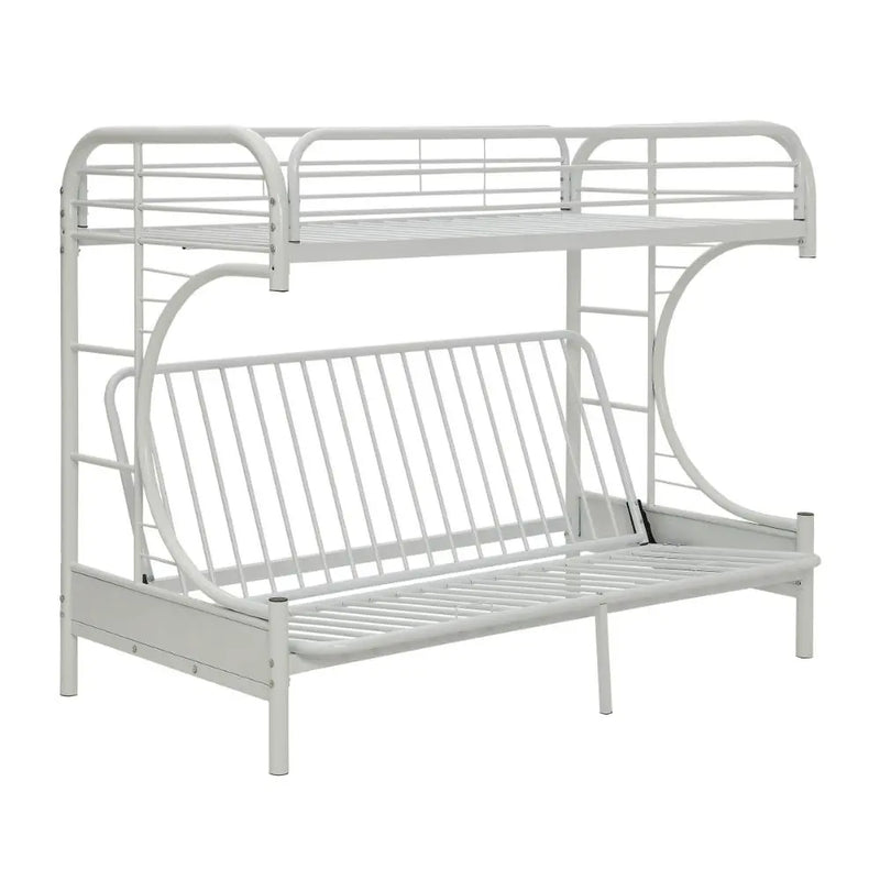 Cameron Twin XL/Queen/Futon Metal Bunk Bed, White iHome Studio