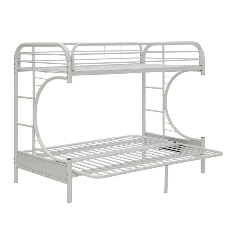 Cameron Twin XL/Queen/Futon Metal Bunk Bed, White iHome Studio