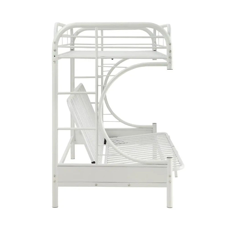 Cameron Twin XL/Queen/Futon Metal Bunk Bed, White iHome Studio