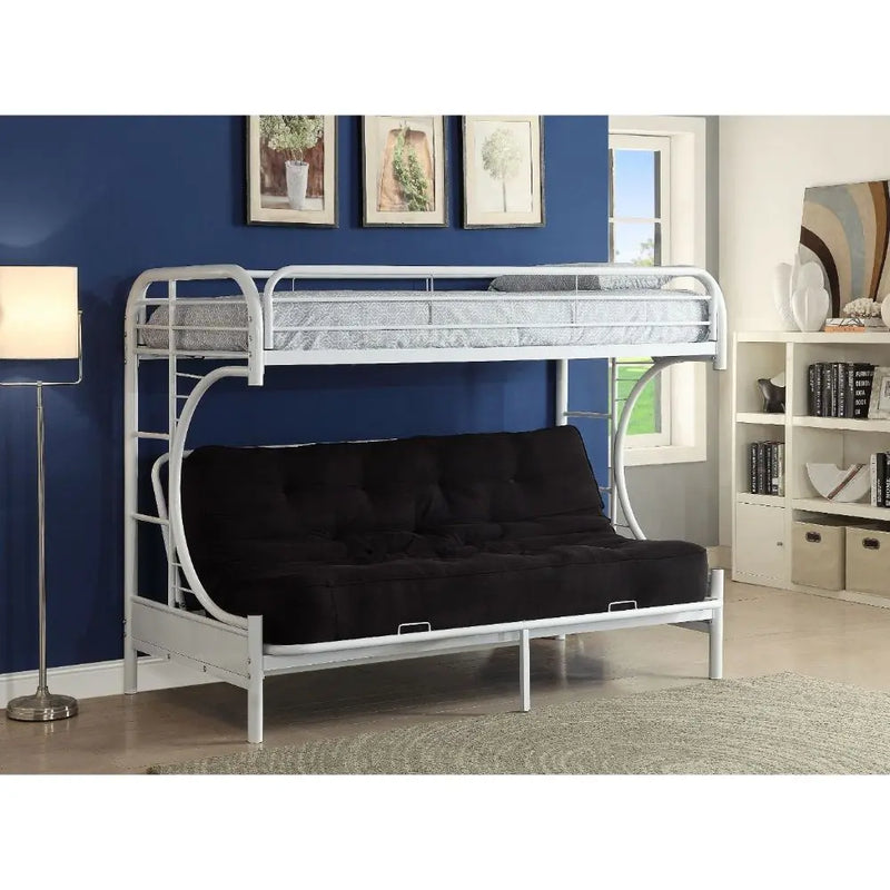 Cameron Twin XL/Queen/Futon Metal Bunk Bed, White iHome Studio