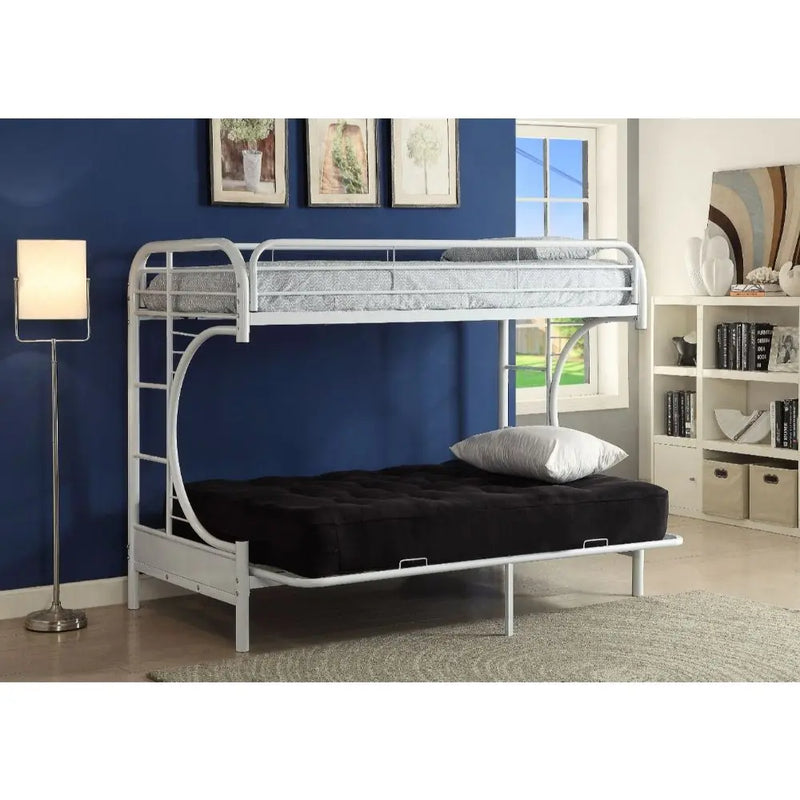 Cameron Twin XL/Queen/Futon Metal Bunk Bed, White iHome Studio