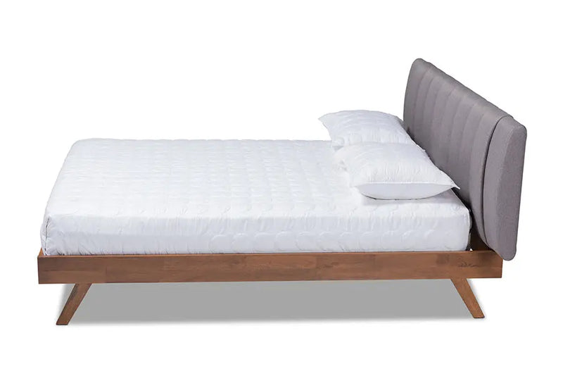 Camila Gray Fabric Upholstered Walnut Wood Bed (King) iHome Studio