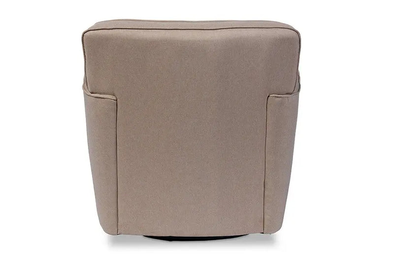 Canberra Beige Fabric Upholstered Button-tufted Swivel Lounge Chair with Arms iHome Studio