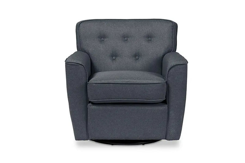Canberra Grey Fabric Upholstered Button-tufted Swivel Lounge Chair with Arms iHome Studio