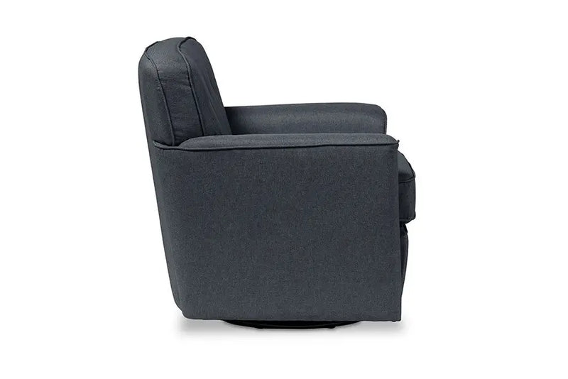 Canberra Grey Fabric Upholstered Button-tufted Swivel Lounge Chair with Arms iHome Studio