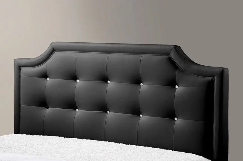 Carlotta Black Faux Leather Platform Bed w/Upholstered Headboard (Full) iHome Studio