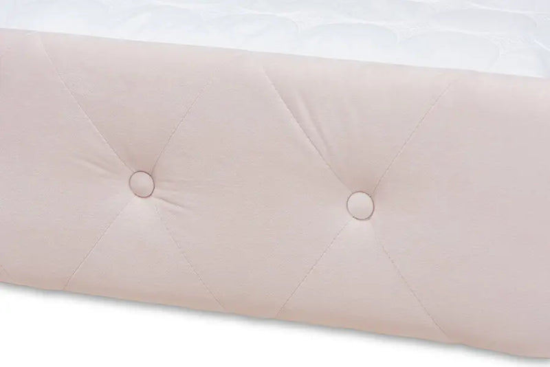 Carolina Light Pink Velvet Fabric Upholstered Queen Size Daybed w/Trundle iHome Studio