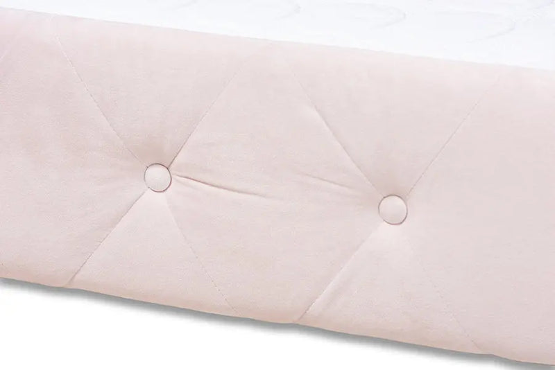 Carolina Light Pink Velvet Fabric Upholstered Twin Size Daybed w/Trundle iHome Studio