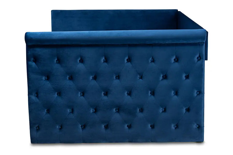 Carolina Navy Blue Velvet Fabric Upholstered Full Size Daybed iHome Studio