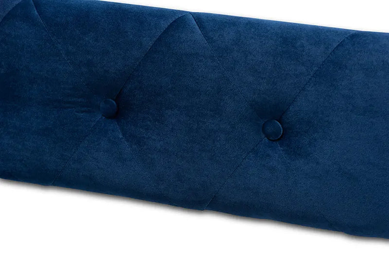 Carolina Navy Blue Velvet Fabric Upholstered Twin Size Daybed w/Trundle iHome Studio