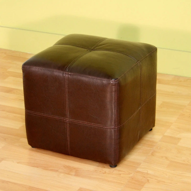 Carson Bonded Leather Upholstery Dark Brown Ottoman iHome Studio