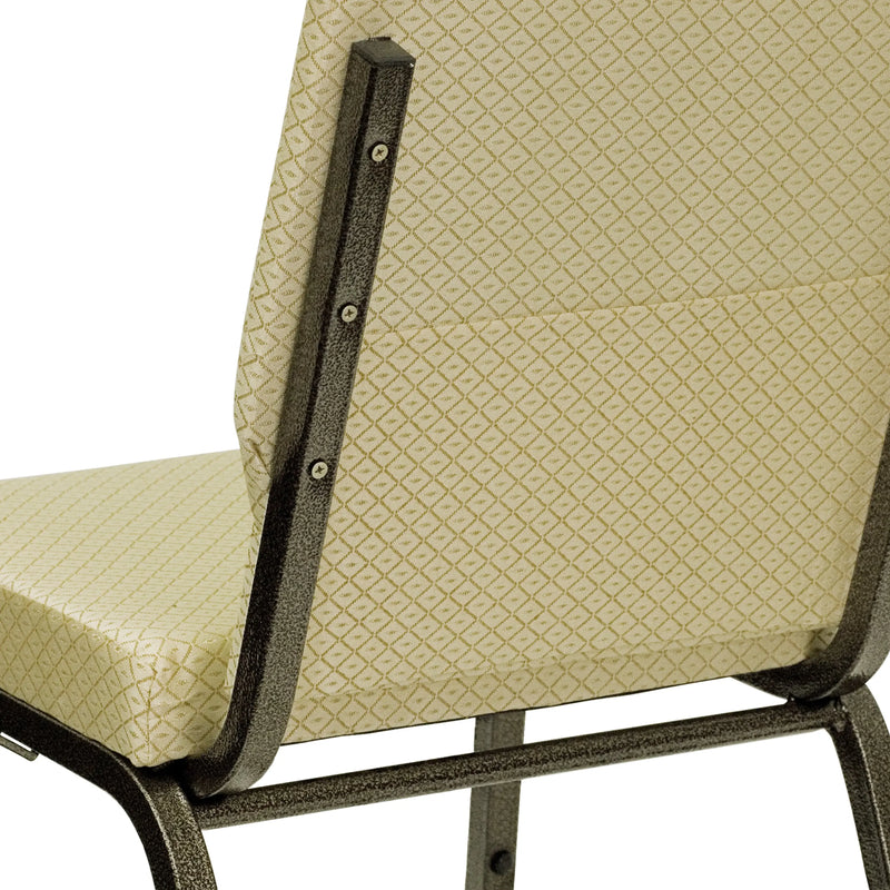 Casey 18.5''W Stacking Church Chair, Beige Patterned Fabric - Gold Vein Frame iHome Studio